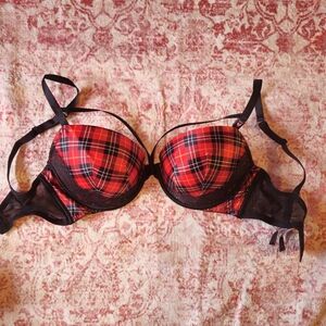 Victoria's Secret Red and Black Plaid Bra